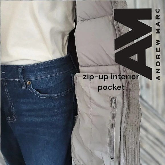 Andrew Marc | Hooded Long Stretch Parka | Sorona Fill | Grey | NWT - Picture 6 of 9